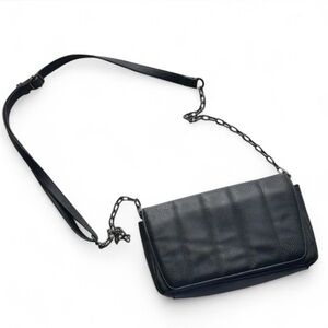 Universal thread black 2 in 1 clutch/crossbody faux leather bag w/ chain detail